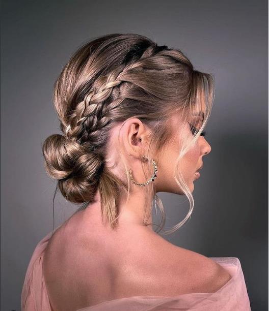 Two Layer Braid Side With Low Bun